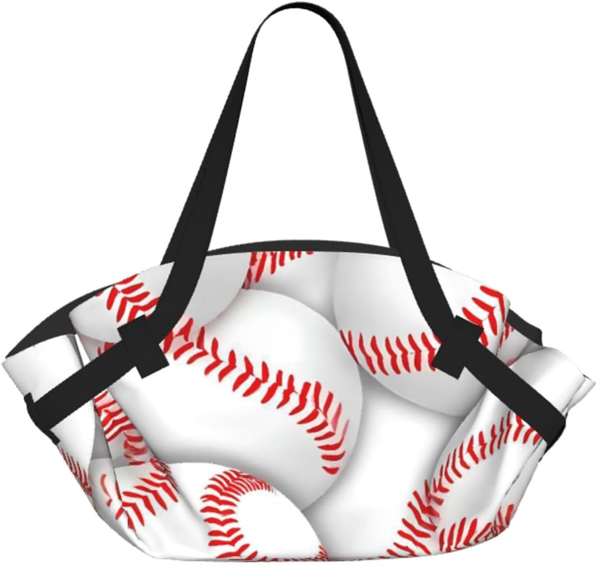 Baseballs Pattern Foldable Camping Tote Bag Picnic Blanket Bag Portable Beach Mat Tote Waterproof Outdoor Picnic Mat Carry Bag