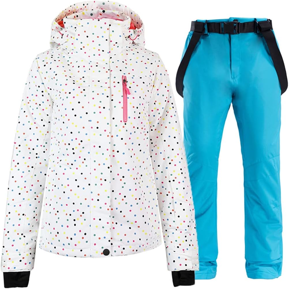 Haitpant Women's Thermal Ski Jacket Pants Set Windproof Waterproof Snowboarding Jacket Winter Skiing Suits Snow Coat