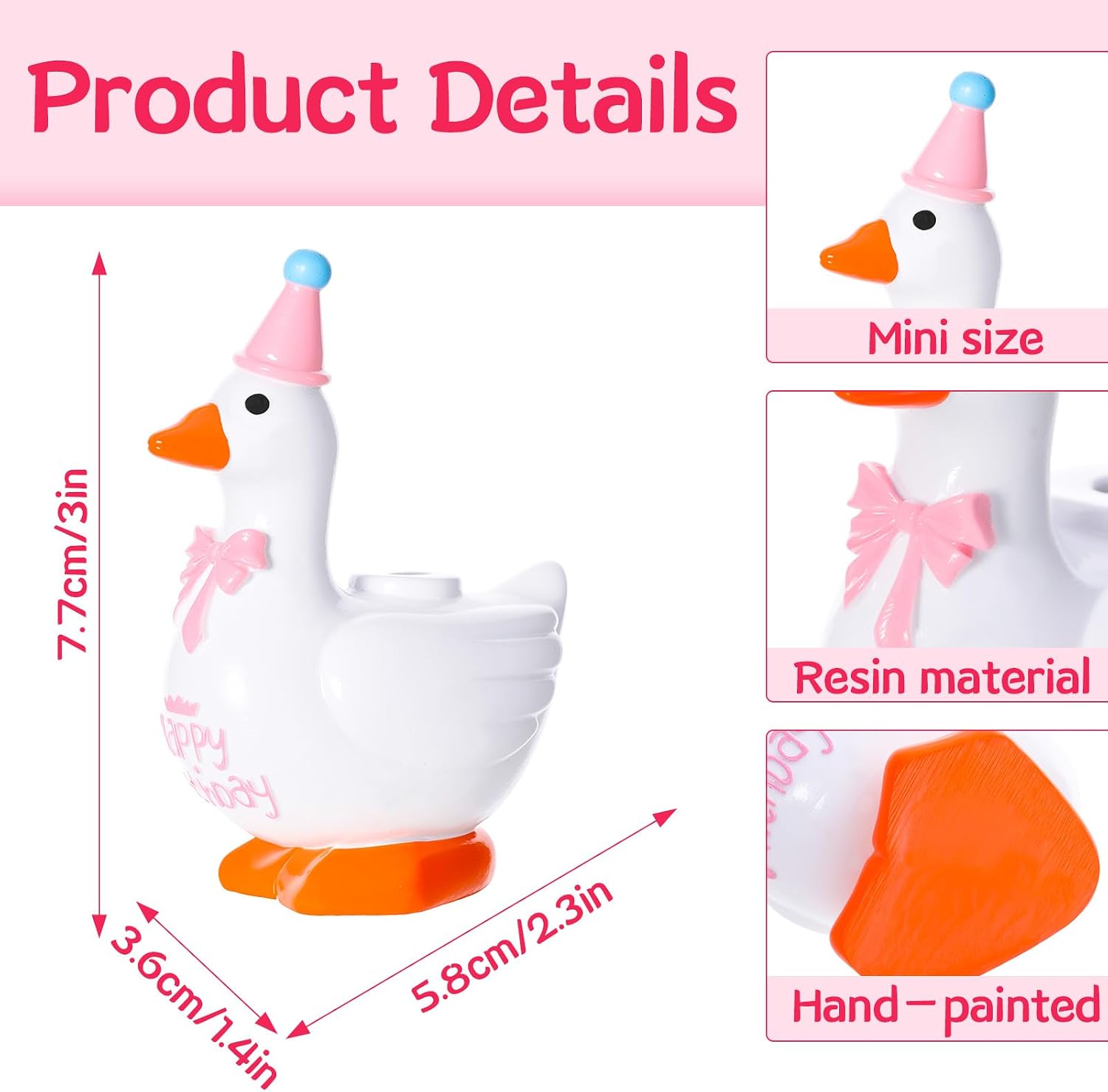 Silly Goose Cake Candle Holders Pink Goose Birthday Party Supplies
