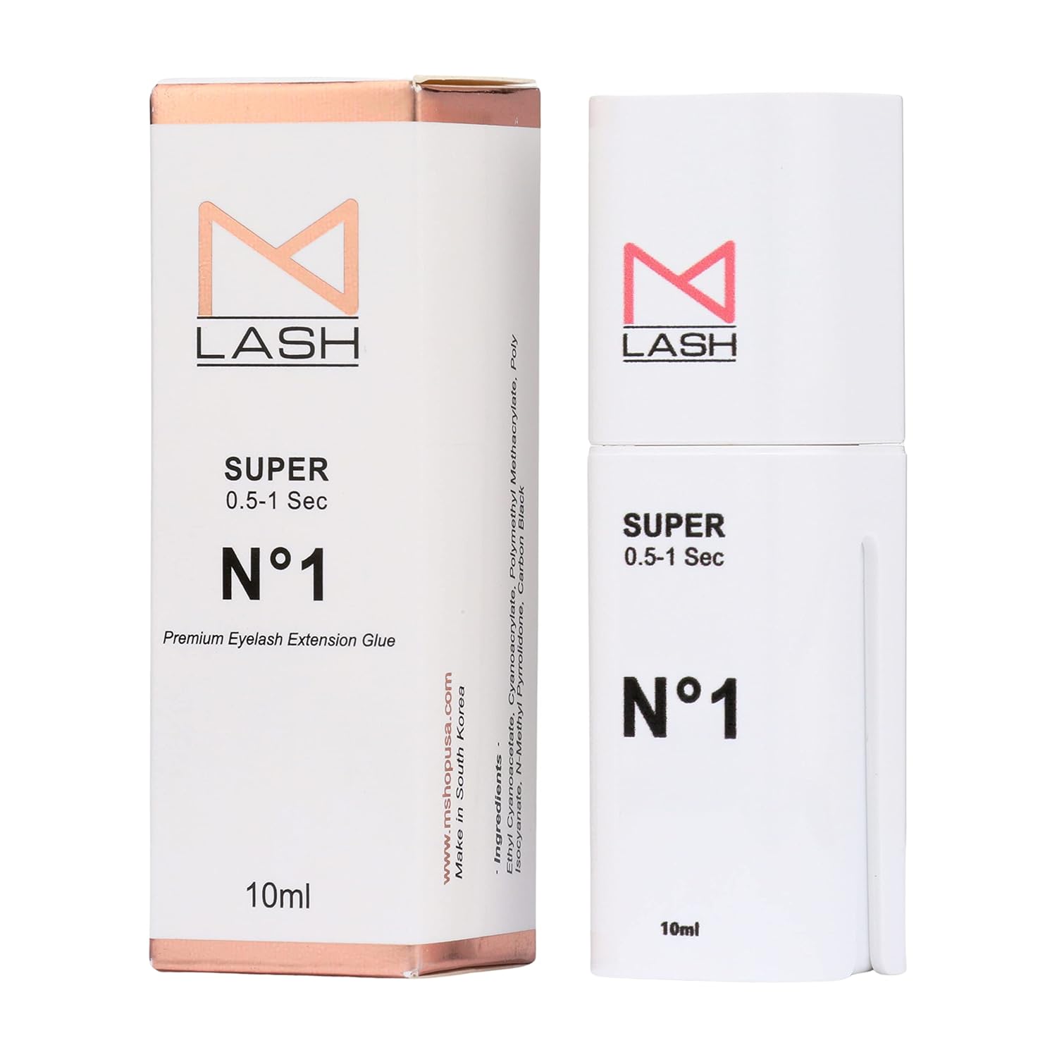 M LASH - Super Number 1 Eyelash Adhesive Glue - Strong Hold - 0.5-1s Dry - Retention: 7-8 Weeks - Individual & Volume Lash Supplies - 10ML - Professional USE ONLY - DO NOT SELF Apply (10 ML)