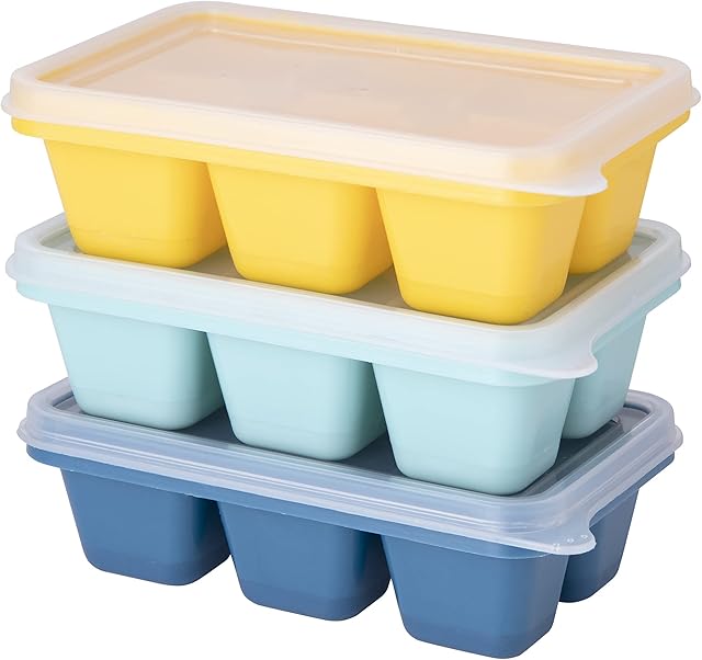 Theuwnee® 3 Packs Mini Ice Cube Tray, Easy-Release Silicone Ice Moulds with Removeable Lids, Perfect for Drinks, Freezer, Baby Food, Whiskey and Cocktail, LFGB Certified and BPA Free