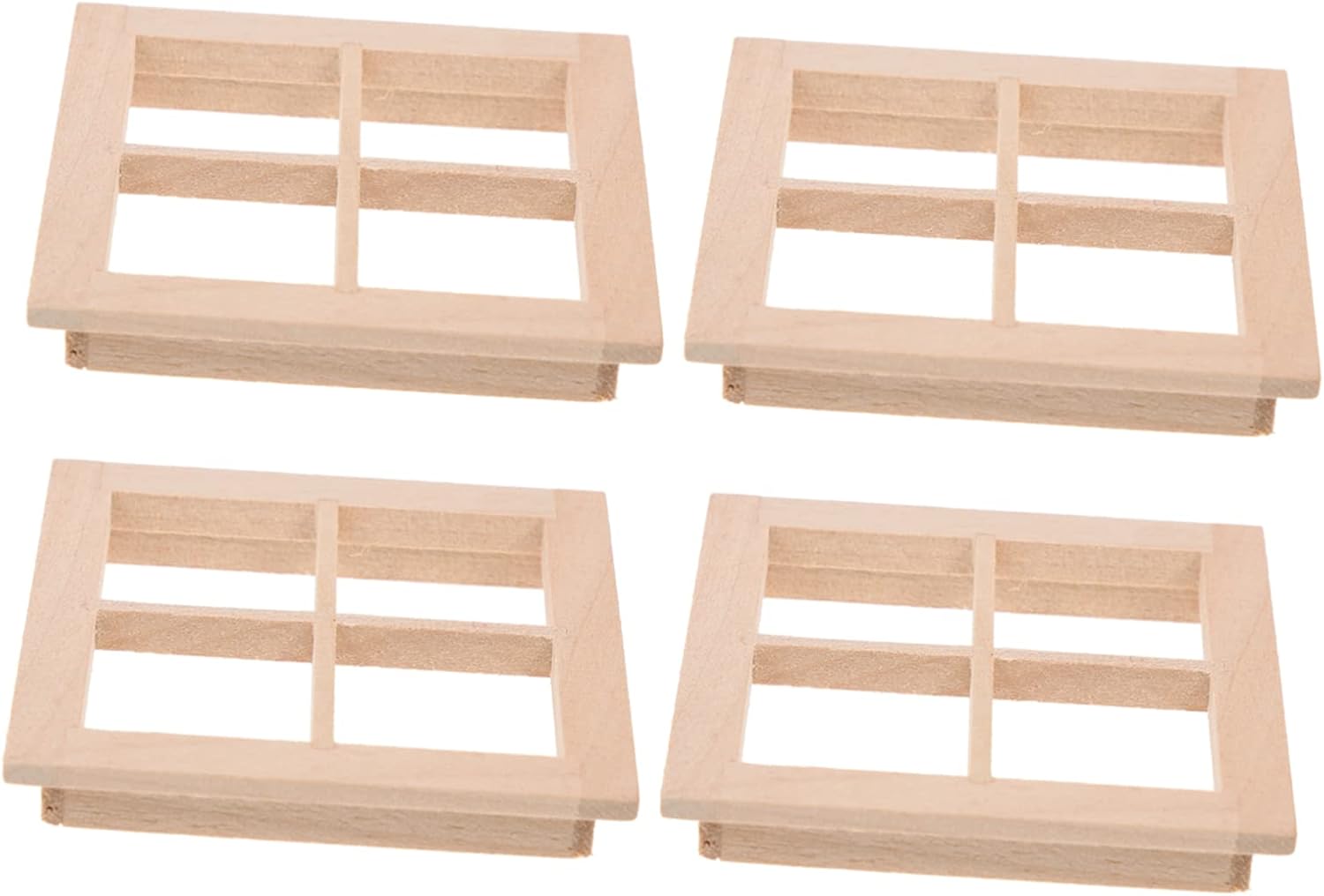 TOYANDONA 4Pcs Mini Window Frame Doll House Furniture Decor 1/12 Scale Dollhouse Windows for Micro Landscape Models and Home Decoration