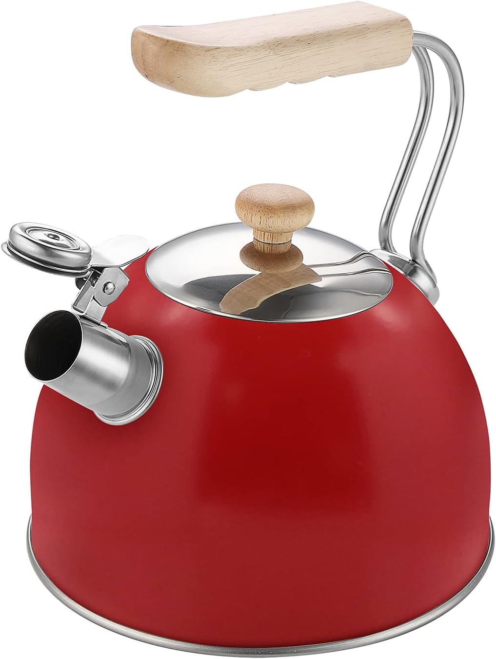 KAISA VILLA Tea Kettle Stovetop Teapot Stainless Steel Whistling Teakettle with 2.5 Liter/2.64 Quart (Red, Style 2)
