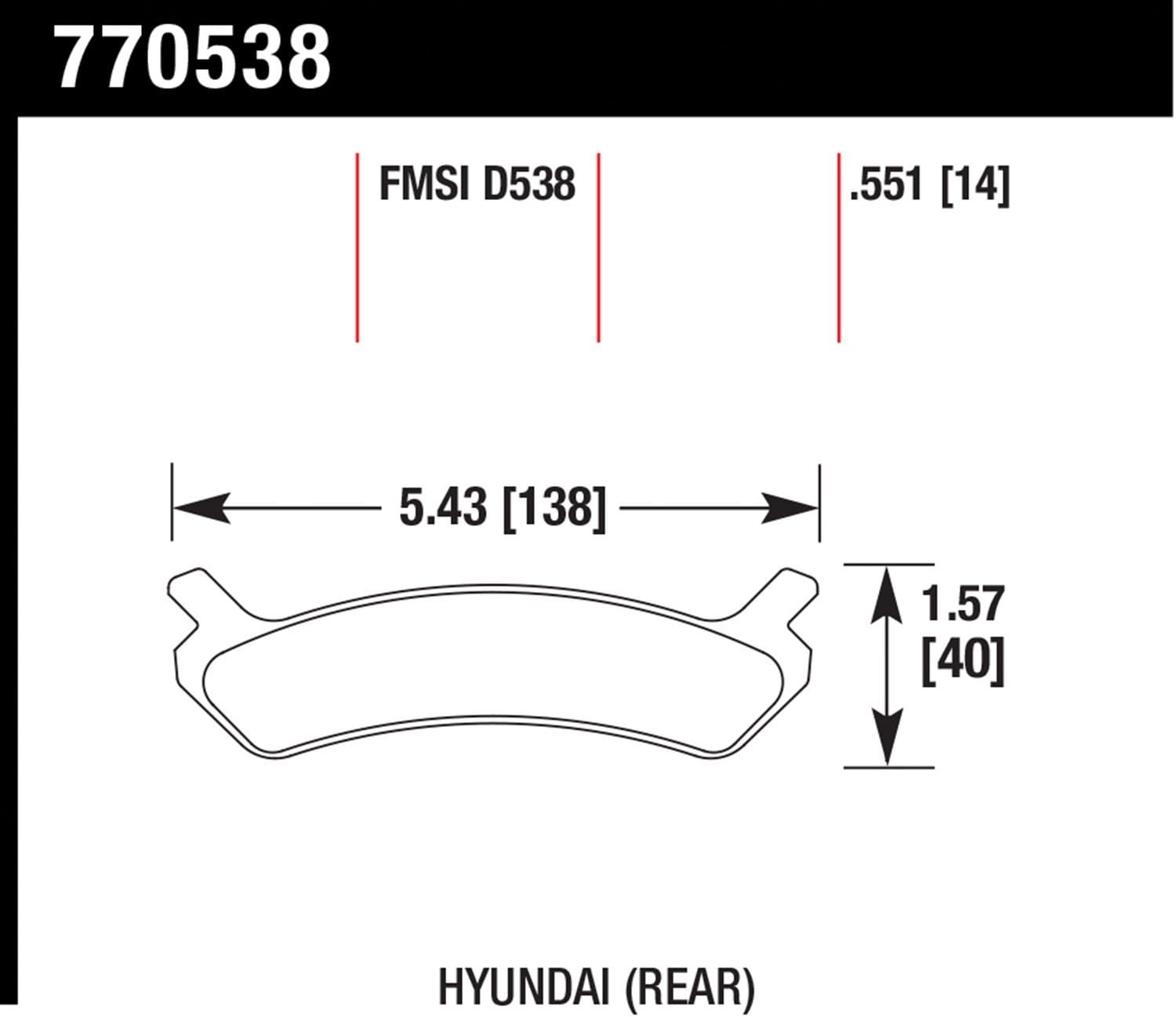 Hawk Performance 770538 FMSI D538 OES Premium Ceramic Disc Brake Pad