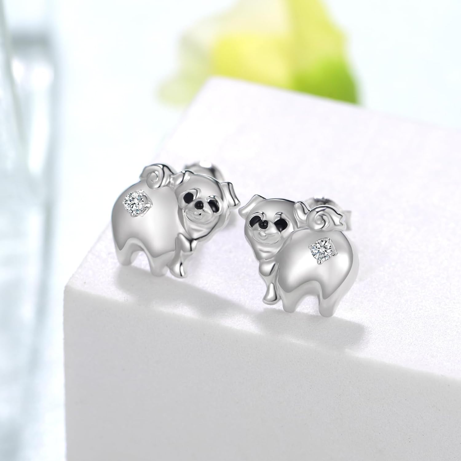 Pug Earrings Sterling Silver Dog Birthstone Earrings Pug Birthstone Gifts Jewelry for Women - Image 2