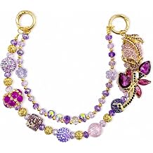 ApisNest Leopard Bag Chain Charm Beaded Rhinestone Wallet Chain Purple 2