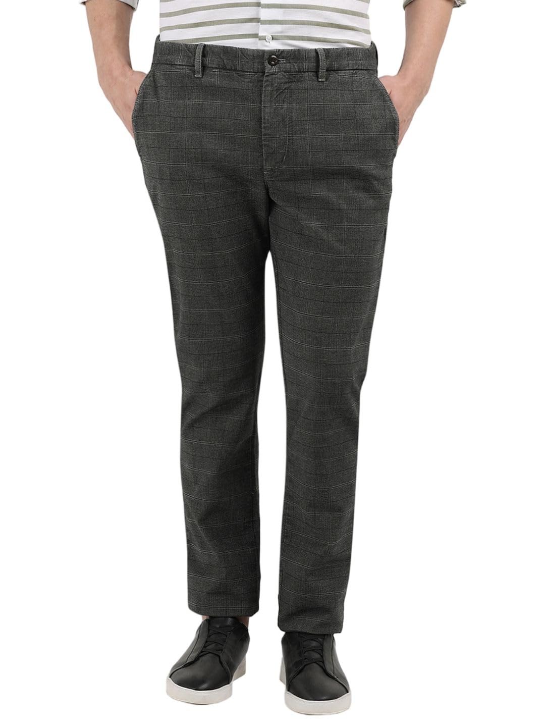 Straight-Fit Checks Mid Rise Trouser-image-41