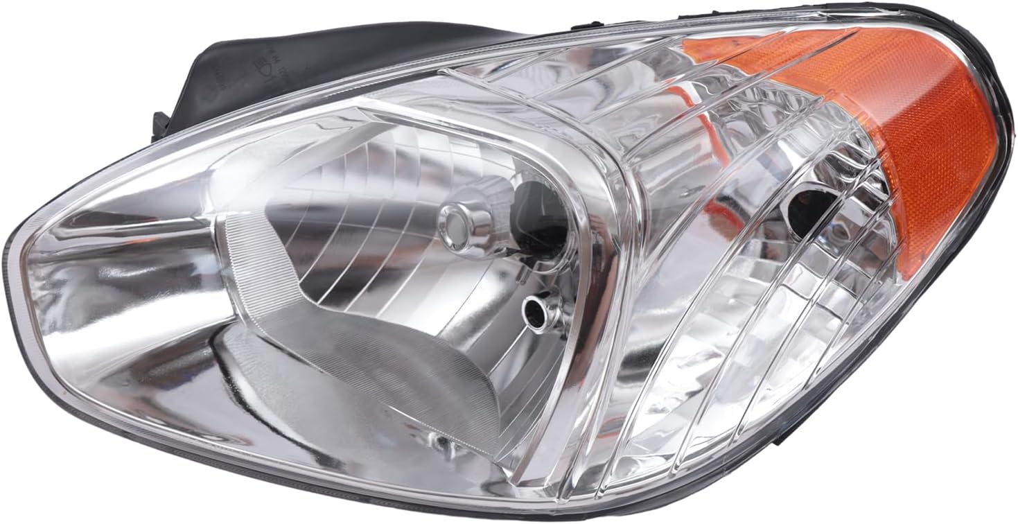 Headlight Headlamp Assembly for 2006 Hyundai Accent Front Halogen Head Lamps Clear Lens Replacement OE 921011E010 (Left Driver Side)