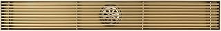 Linear Shower Drain Deodorizer Linear Shower Floor Drain 304 Stainless Steel Rectangle Shower Waste Drain with Removable Cover Grid Grate Linear Drains,Rose GOL,Brushed Gold