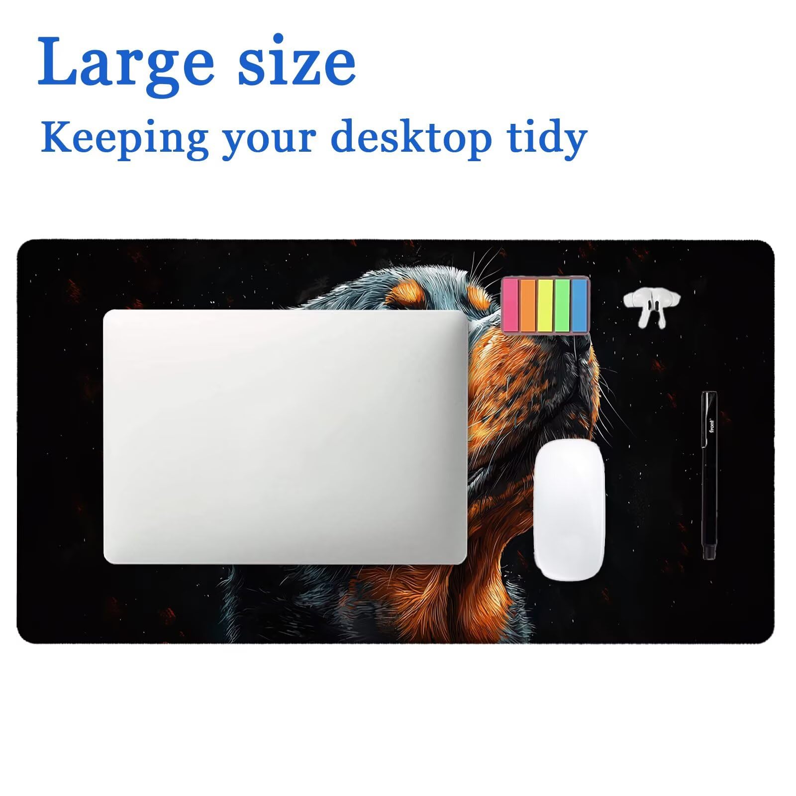 Podkładka pod mysz do gier, XXL czarna podkładka pod mysz 1000 x 500 mm, pod biurko z przeszyciami na krawędziach, podkładka pod mysz antypoślizgowa wodoodporna podkładka dla psa do biura i gier, PC