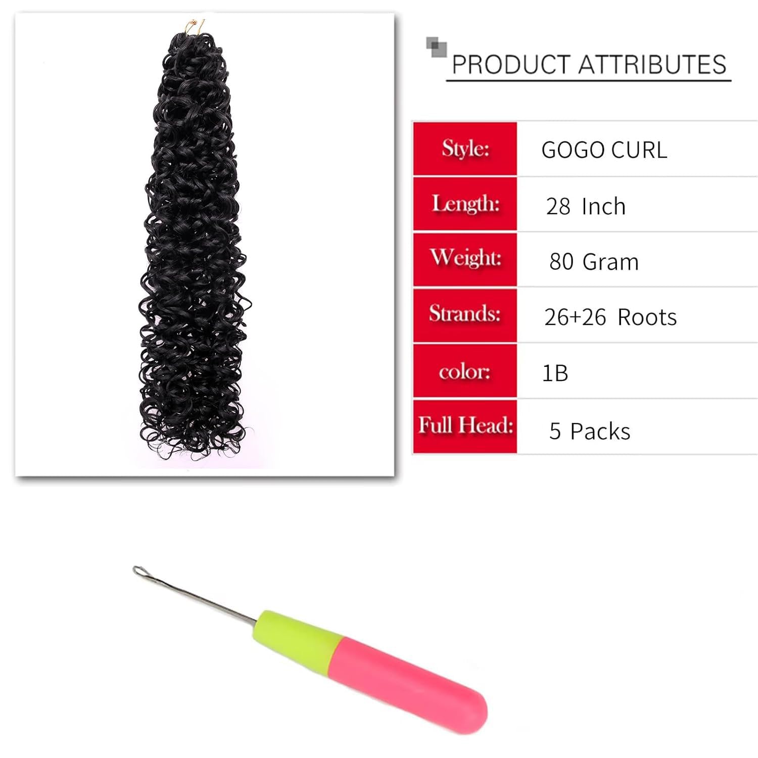 GoGo Curl Crochet hair 28inch Water Wave Crochet hair Natural Black Synthetic Bohemian Crochet Braid Deep Wave Braiding hair Extensions(7Packs,1B)
