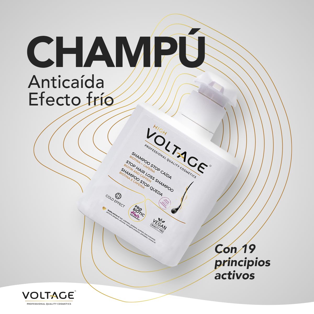 Voltage Cosmetics Champú Anticaída 500 ml con Biotina y Cafeína