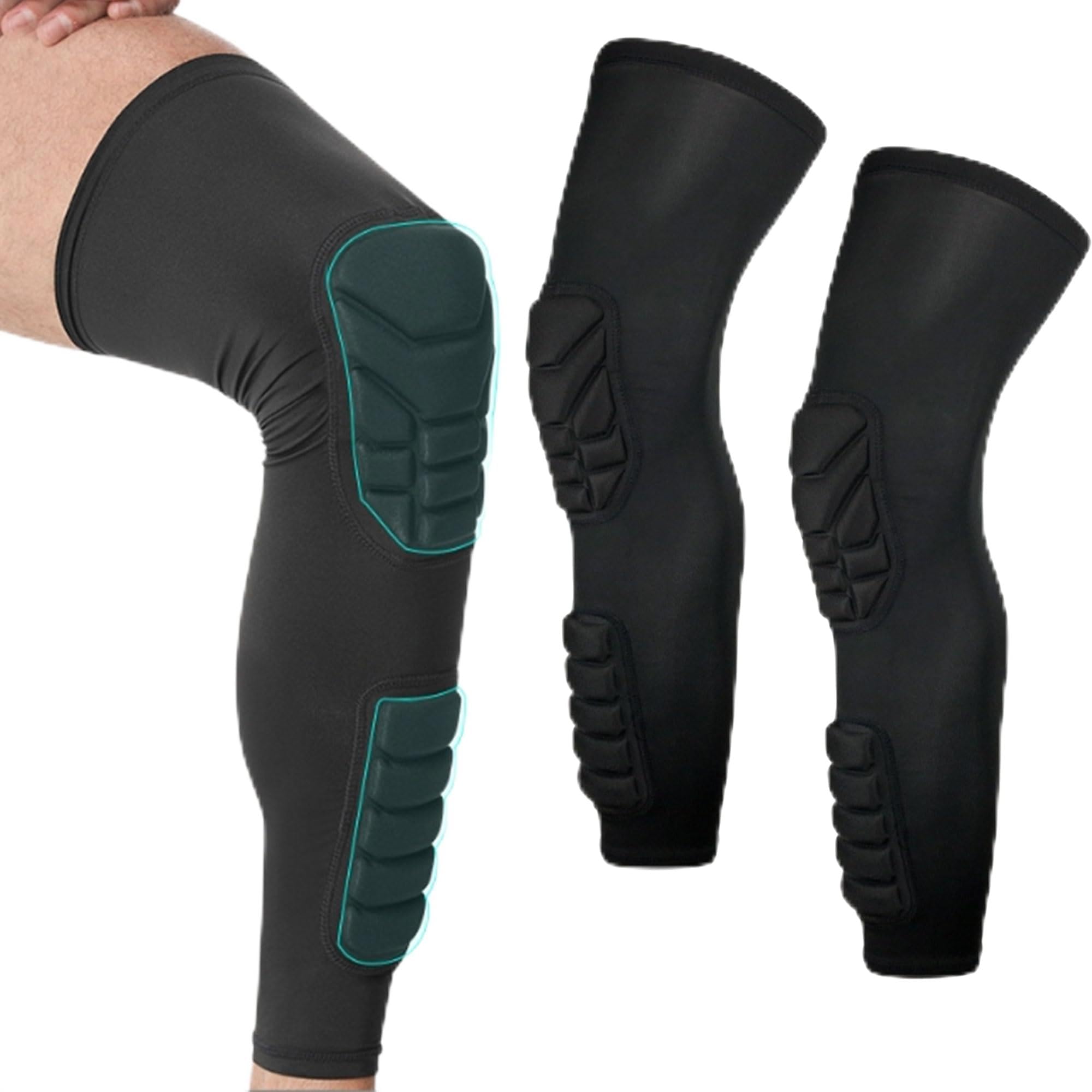 RenDiuJups Knee Pads Compression Leg Sleeve Calf Shin Support Protector Gear Sprots Brace for Men Women Volleyball Basketball Football Weightlifting and More - Pair of Sleeves(Black,M)