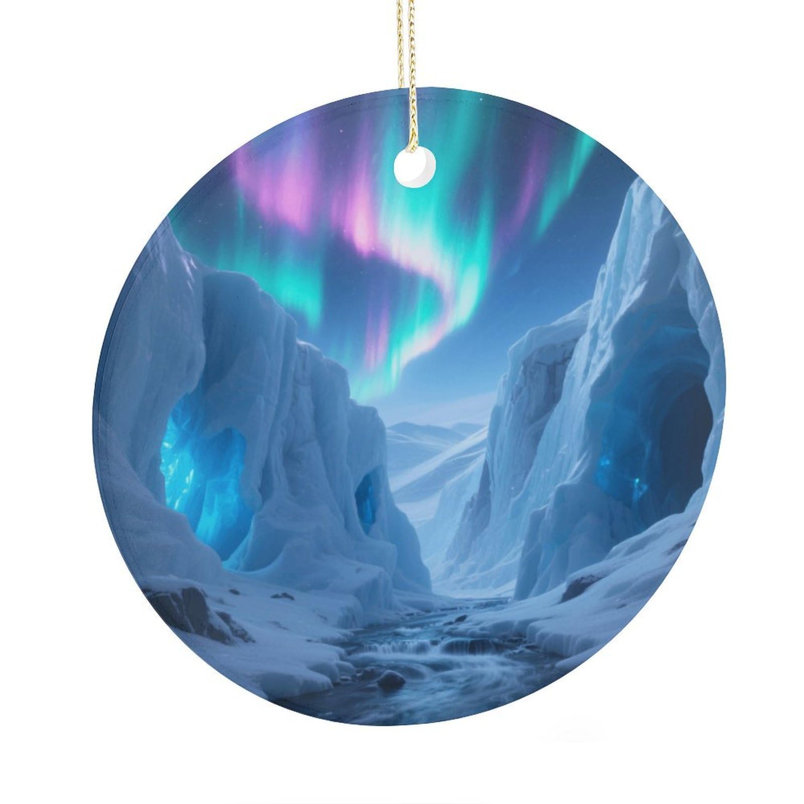Fekiloot Style Glacier Canyon Christmas Ornaments 2.9 Inch Round Ceramic Ornament Keepsake Thank You Gifts For Office, Room, Home - Holiday Present Ideas