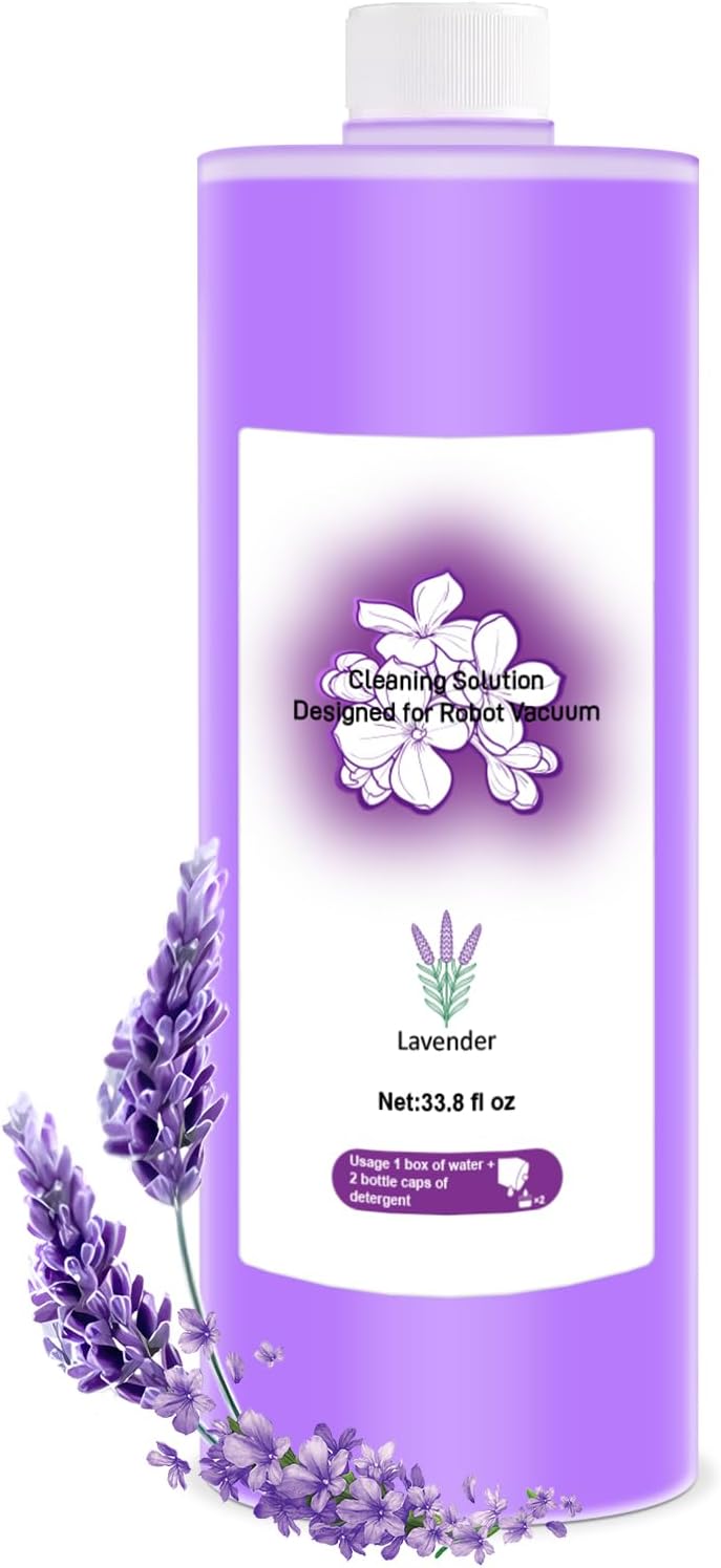 Lavender Scent Floor Cleaning Solution, 1L 33.8Fl OZ, Compatible with Roborock&Eufy&iRobot&Ecovacs&Dreame&Shark and all other Robot Vacuum Cleaners, Deep Cleans, Residue-Free & Pet-Safe