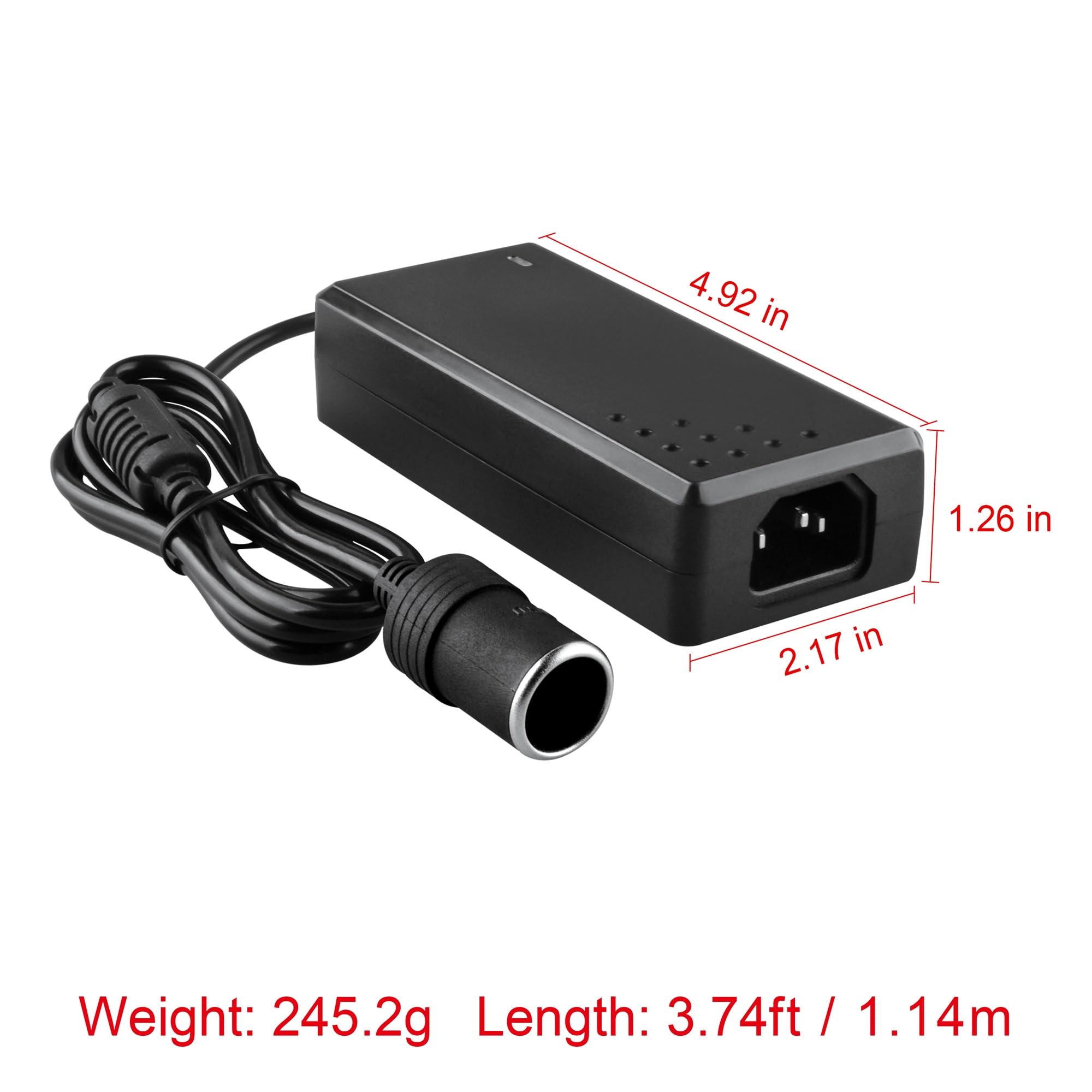 Amazon.com: AC to DC Converter 110V to 12V 5A 60W Car Cigarette Lighter  Adapter - Wall Plug Outlet Female Socket Converter