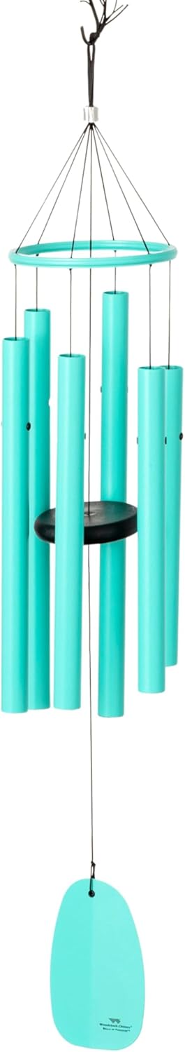 Woodstock Chimes Bells of Paradise Medium 32" Cyan Outdoor Memorial Gift, Wind Chimes for Backyard, Porch, Garden Patio Decor, Deep Tone Windchime BPMCY