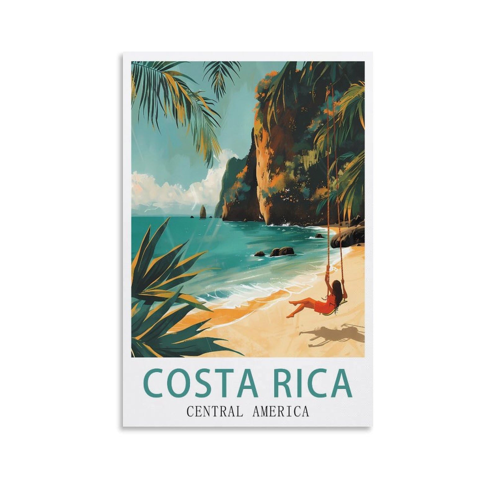 LHJOIUN Central America Costa Rica Vintage Travel Posters 16x24inch(40x60cm) Art Canvas Print For Living Room Bedroom Home Decoration Modern Art