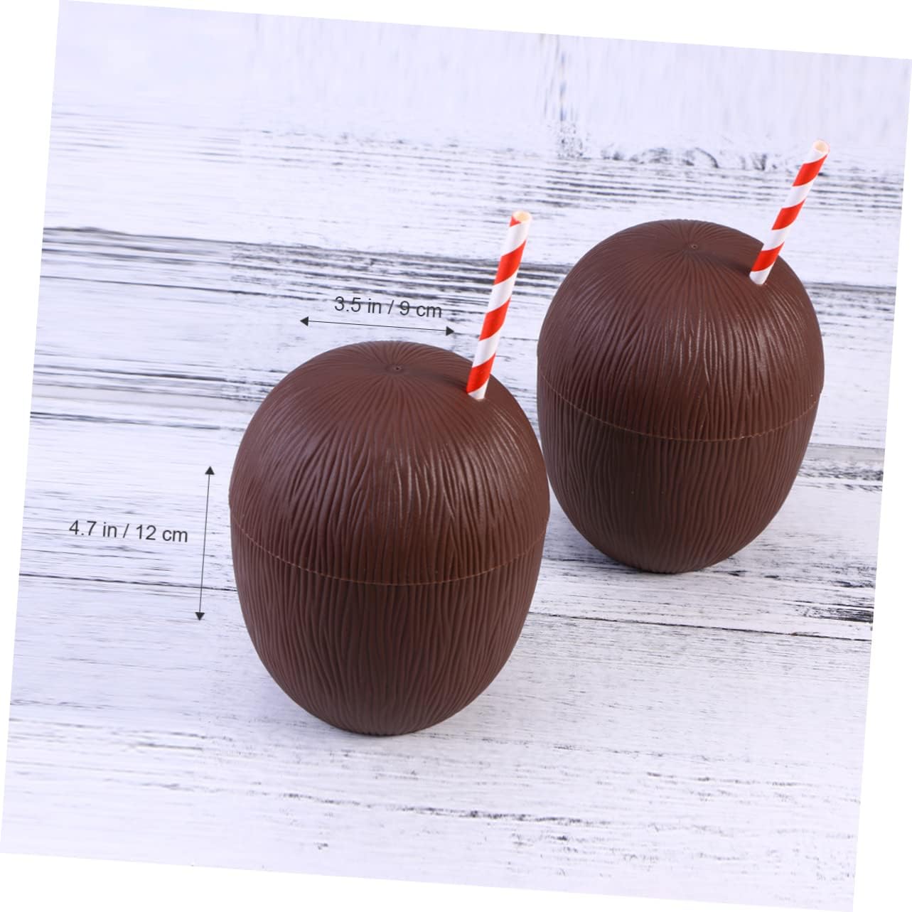 12 Pack Tropical Coconut Cups Plastic Unique Luau Party Supplies Hawaii Style Drink Cups for Beach Luau Tropical Theme Events