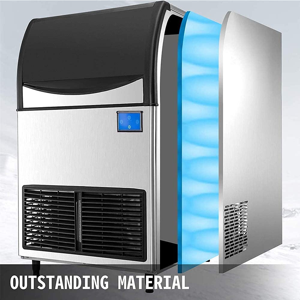 Commercial Ice Maker Advanced Intelligent LCD Panel Include 2 Water Filters and Electric Drain Pump Connection Hose