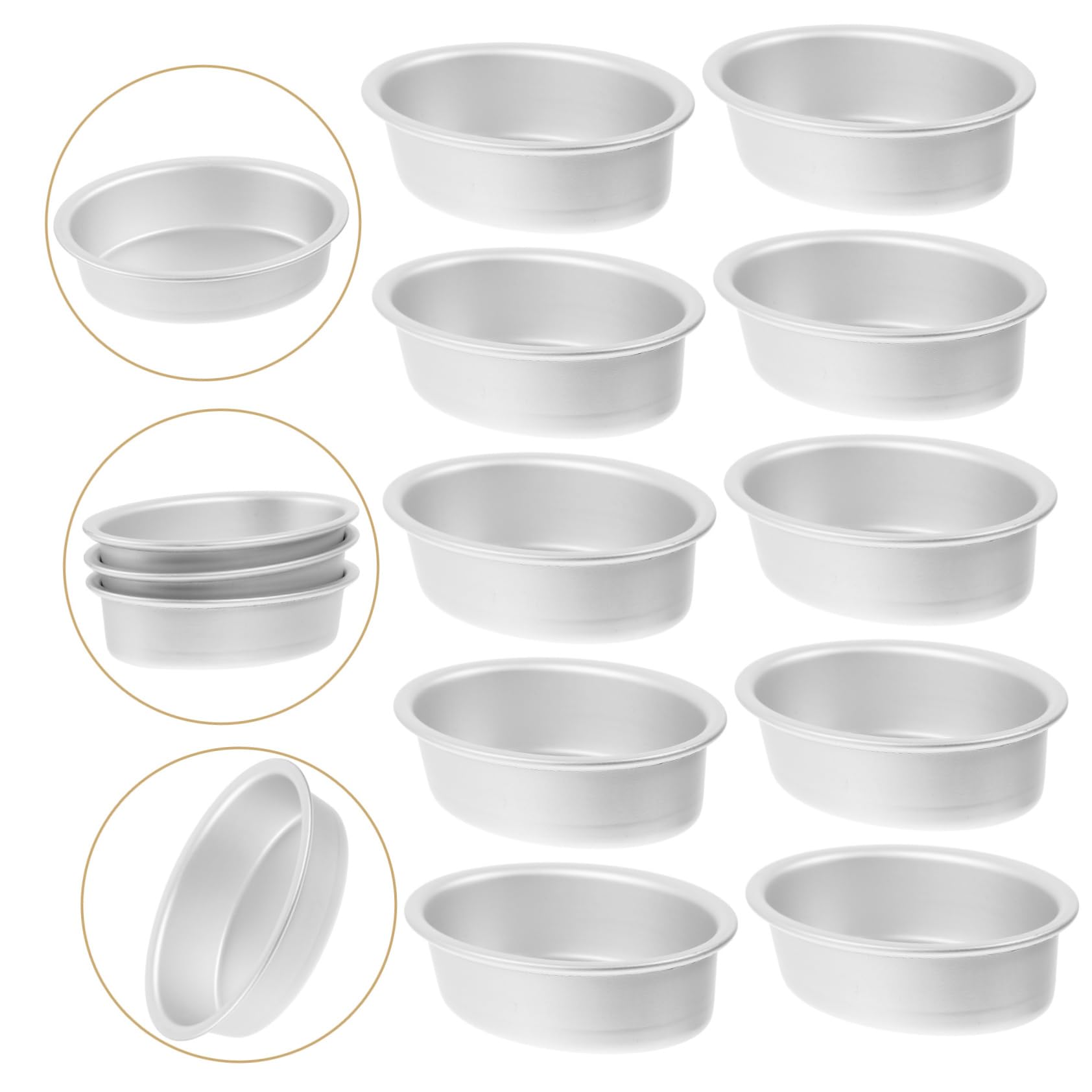 Hemoton Moldes redondos para tartas, 10 unidades, forma ovalada, molde para queso, molde de pan, molde de acero inoxidable, mini moldes para tartas