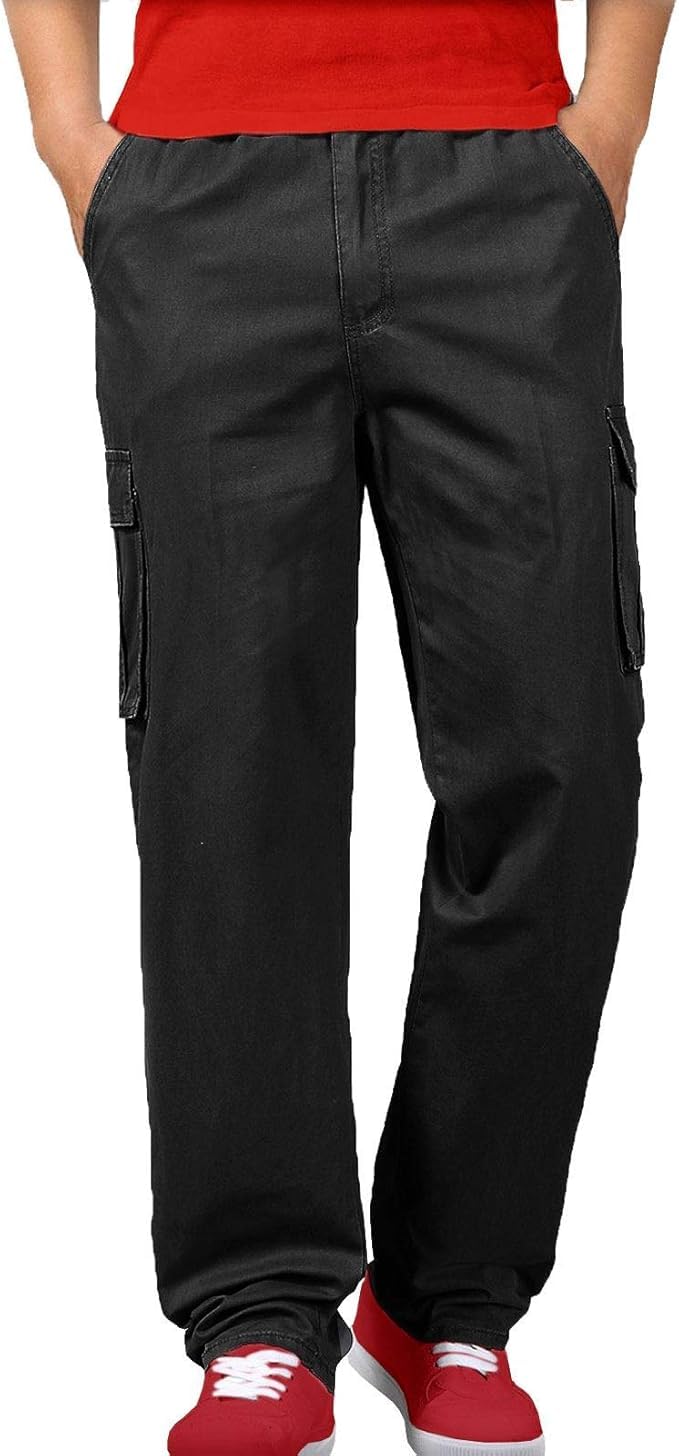 Men's Black / Red 3 In 1 Trousers Shorts Zip Off Combat Cargo Summer Work Jogging Pants M-3Xl[Black,M]