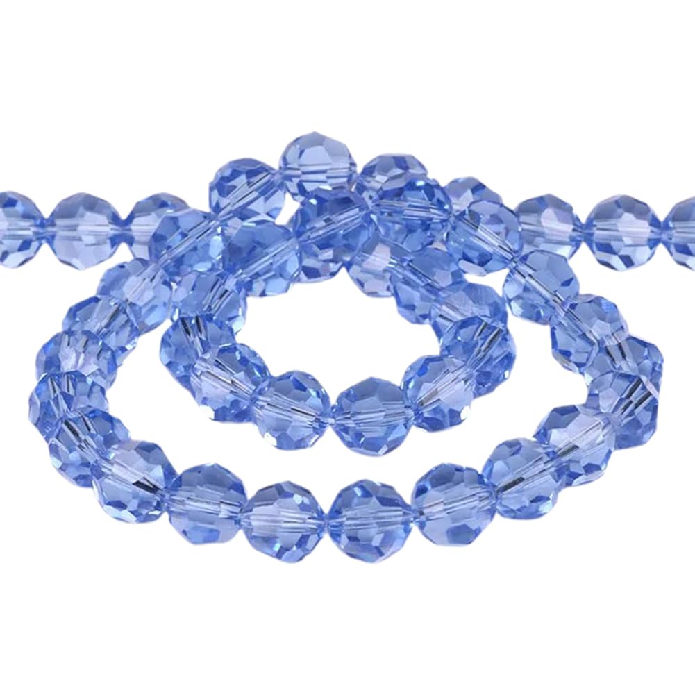 30 Perles intercalaires en Vrac, Perles Rondes à facettes en Verre de 10 mm pour la Fabrication de Bracelets, Colliers, Bijoux et Loisirs créatifs, Bleu Clair