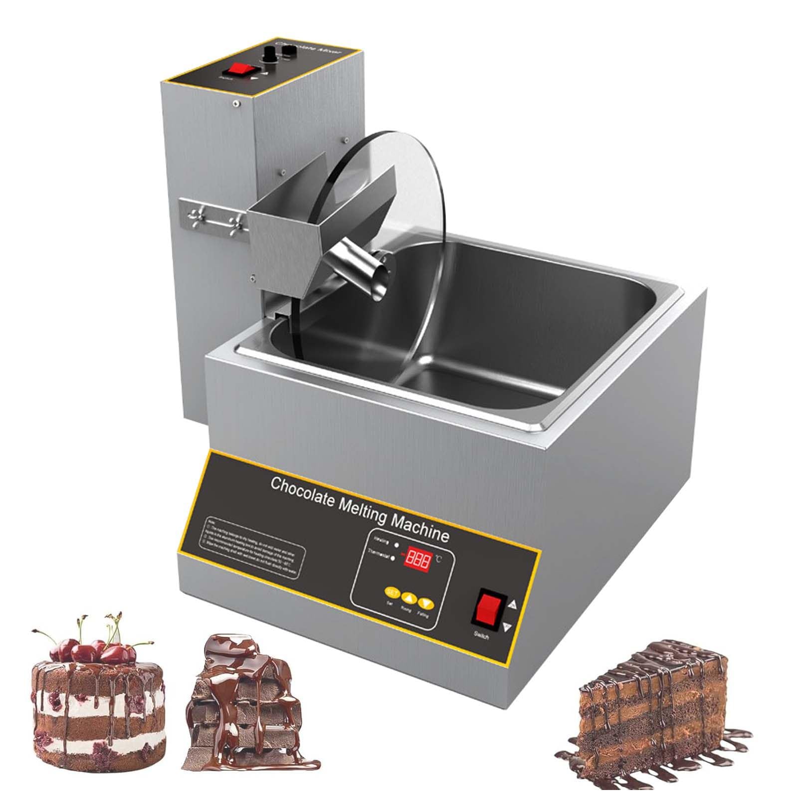 ASerZenith Chocolate Wheel Mixer Maker With Melting Furnace, Stainless Steel, Digital Display, Cake Shop Commercial Melts Pouring And Tempering, Adjustable Speed & Temperature