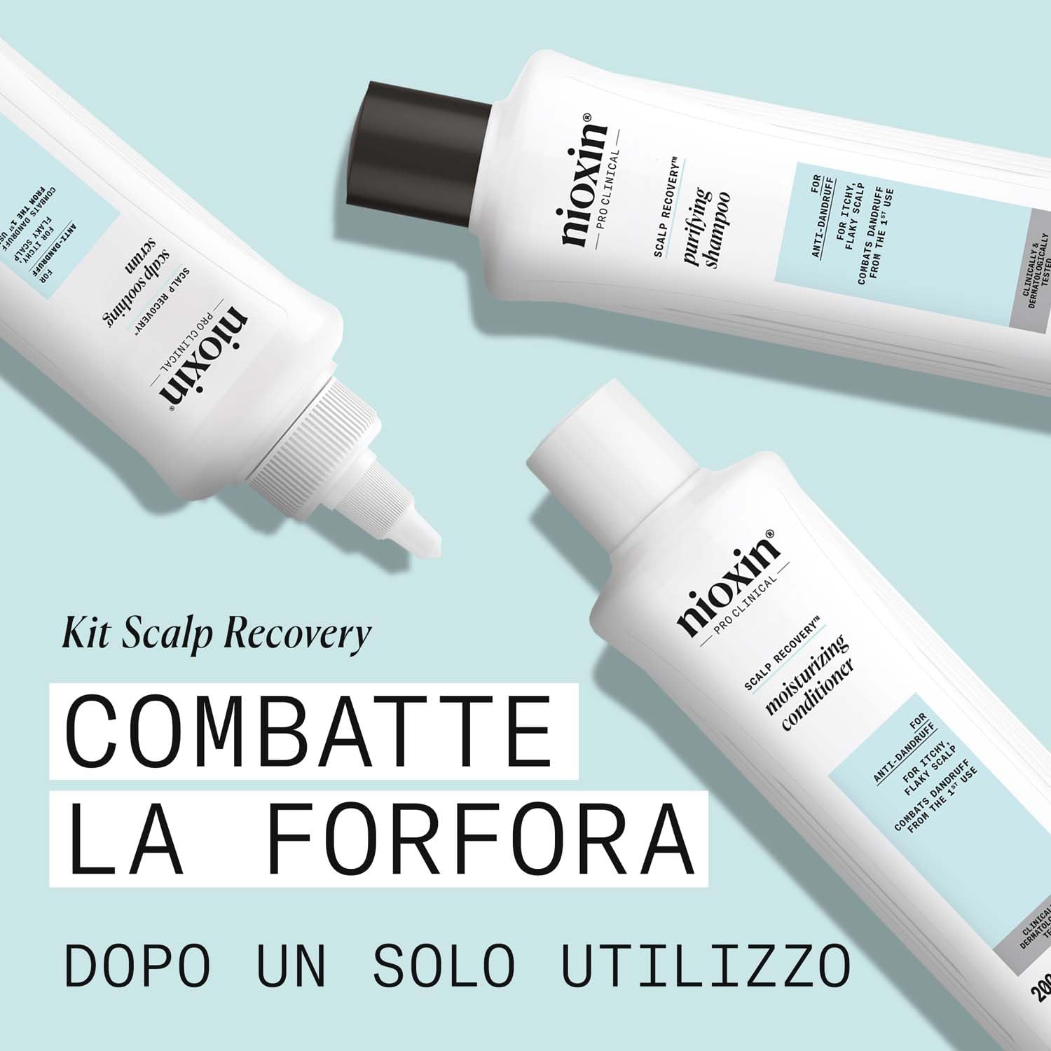 Nioxin Scalp Recovery Sistema - Shampoo Antiforfora per Cuoio Capelluto Irritato, Balsamo e Siero per Capelli (200+200+100 ml)