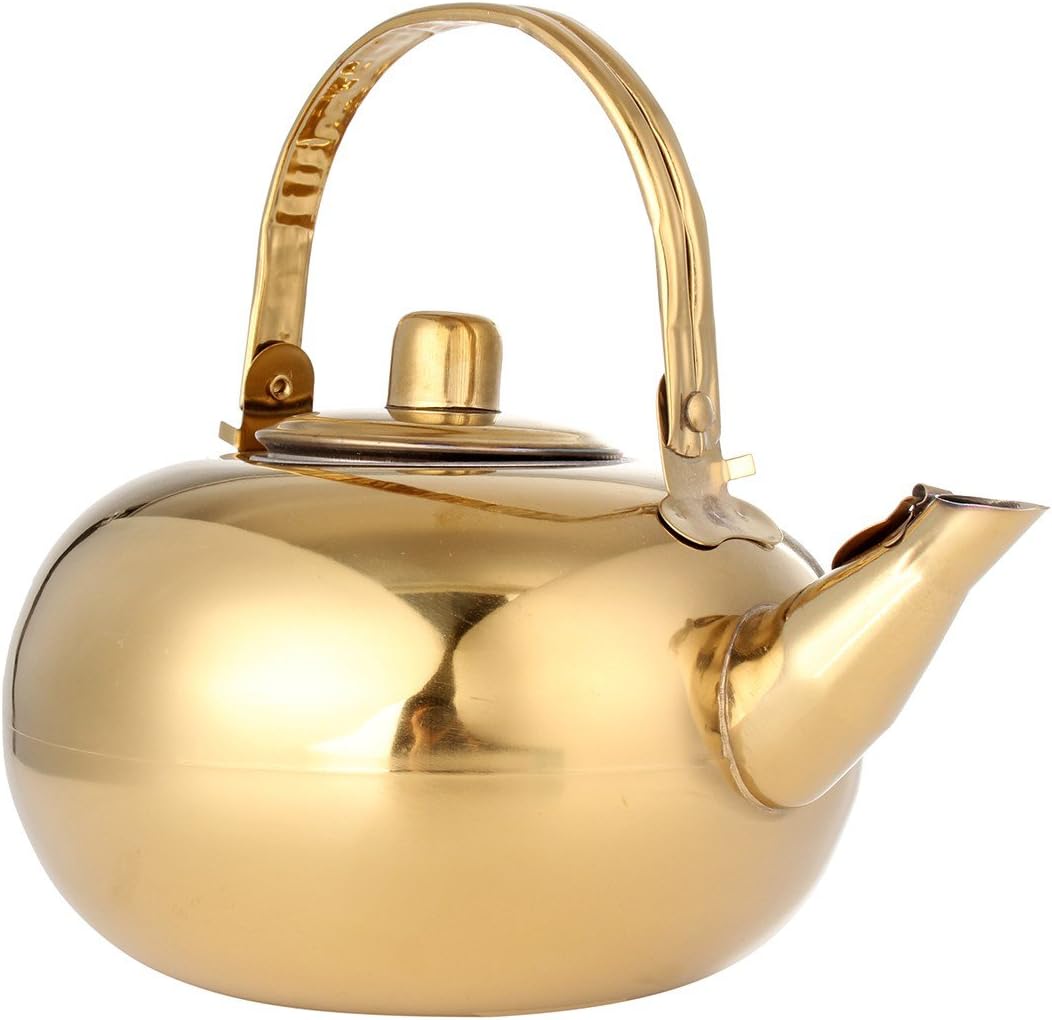 14/16/18/20cm Gold Stainless Steel Tea Pot Kettle Removable Tea Infuser Filter Coffee Tea Tools Kitchen Camping Teaware Set Katoot (14CM)