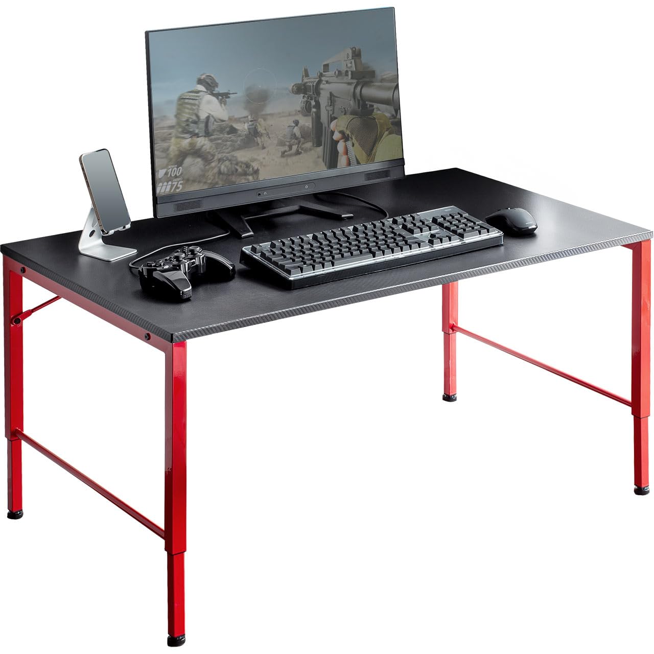 サンワダイレクト ゲーミングデスク ロータイプ 幅100×奥行60cm 高さ調整
