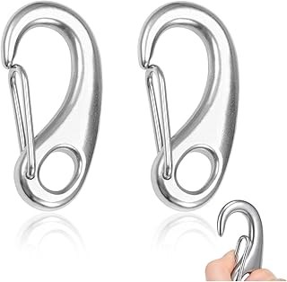 2 Pack 2.75 Inch Stainless Steel Carabiners Marine Grade Clips with Snap Hooks Heavy Duty Carabiner Clips for Boat Rigging Rope Fender Camping Hiking Wire Gate Applications