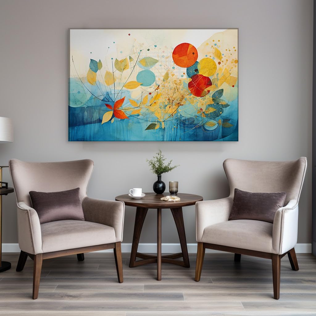 Canvas for Living Room. Canvas of Whimsy: Where Colors Dance and Shapes Entwine, 27 x 18 inch Canvas Wall Art - Contemporary Masterpieces - Modern Home Decor