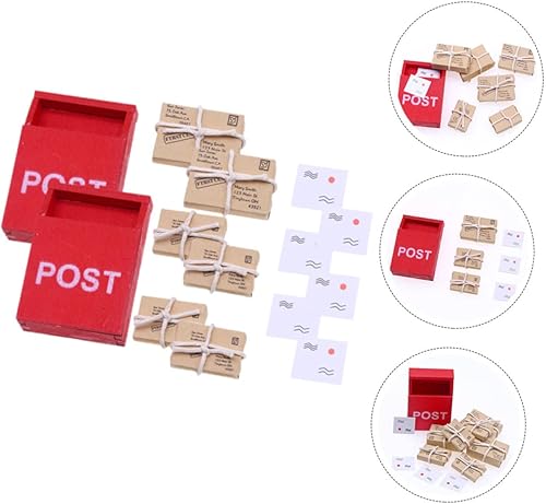 Miniatura 6 de 2 juegos de buzón de casa de muñecas, mini figurita, decoración de miniture, casas de muñecas de madera, papel en miniatura, buzón de correo,