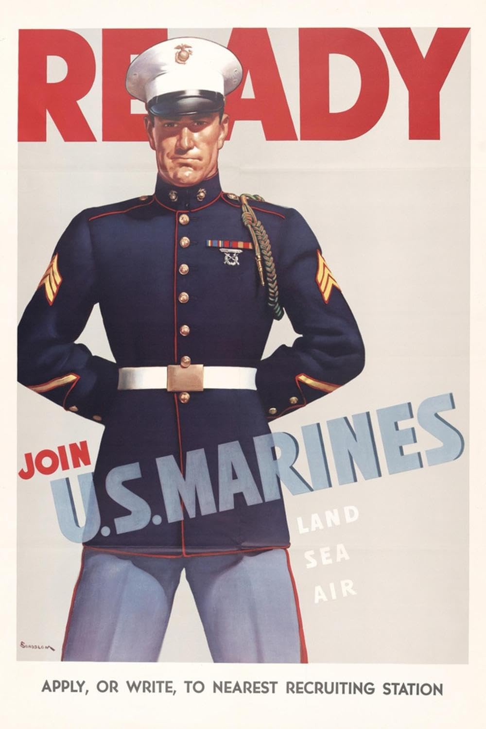 ART.COM Wall Art Print Ready, Marine Corps Recruiting Poster, 16" x 24"