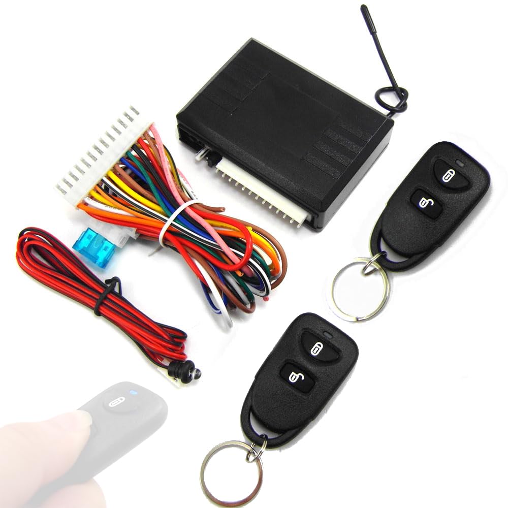 Kit di chiusura centralizzata per auto universale 12 V per auto, di chiusura senza chiave per veicolo, di chiusura automatica con scatola di controllo, indicatore LED e 2