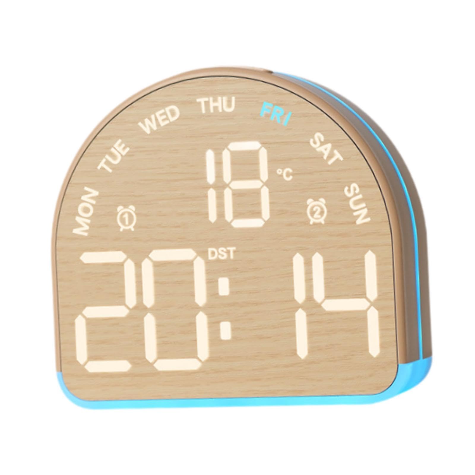 Sharplace Alarm Clock Digital Display Lightweight Modern LED with Time Temperature Digital Desktop Clock for Bedroom Indoor Living Room, Yellow