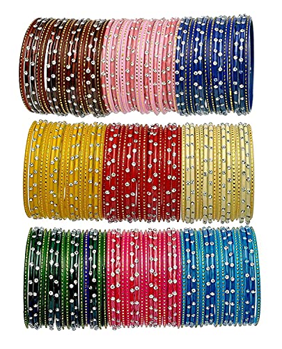 Image of NMII Glass with Plain and Glossy Finished Bangle Set For Women and Girls