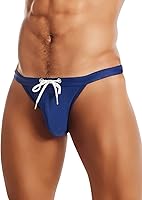 MIZOK Men's Sexy Low Rise Swim Briefs Bikini - Quick Dry, Adjustable Drawstring Swimwear for Beach & Surf