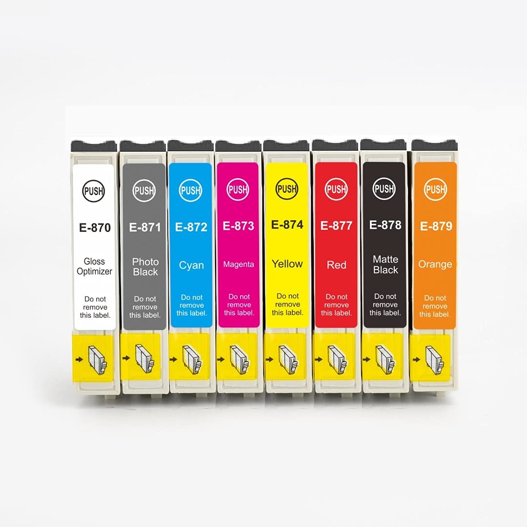 Lot De 8 Cartouches D'encre Compatibles T087 (T0870 à T0879) Pour Imprimante Epson Stylus Photo R1900 - Haute Qualité