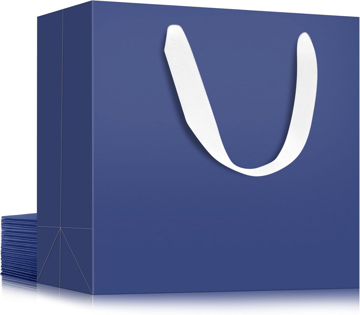 EUSOAR Blue Paper Bags With Handles, 12 Pack 8.6x3.9x7 inches Shopping Bags Bulk, Party Favor Gift Wrapping Paper Bags for Wedding, Craft Grocery, Boutique, Merchandise, Business