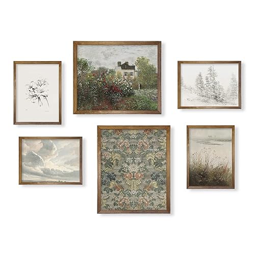 Neutral Wall Art for Boho French Country - Vintage Modern Farmhouse Wall Decor - Bathroom Picture Bedroom Print - Aesthetic Flower Sketch Leaf