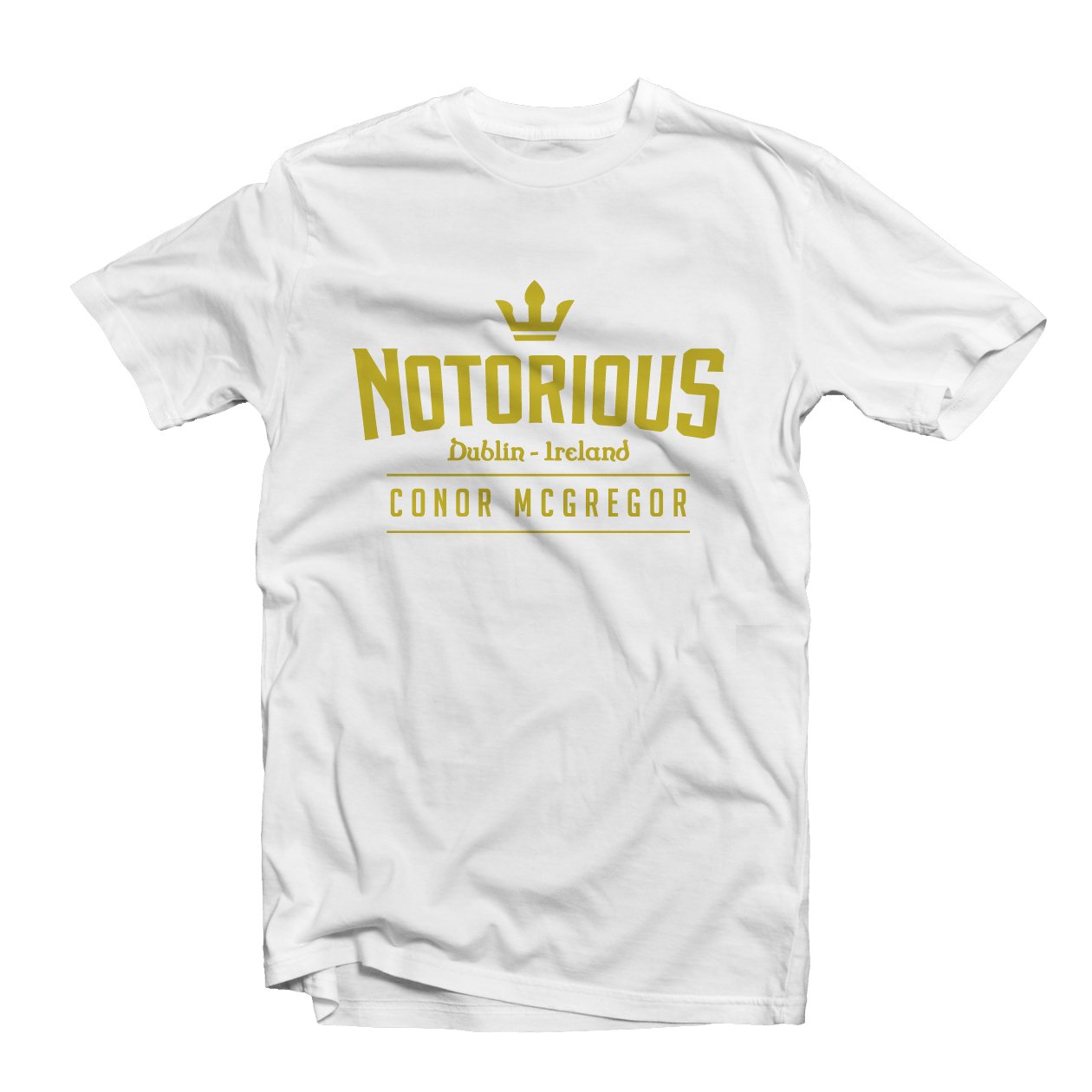 Taffy Men's White / Gold Notorious Conor Mcgregor T Shirt 1472 - Ufc Fight Night King Ireland Dublin Mma (Medium, White/Gold)
