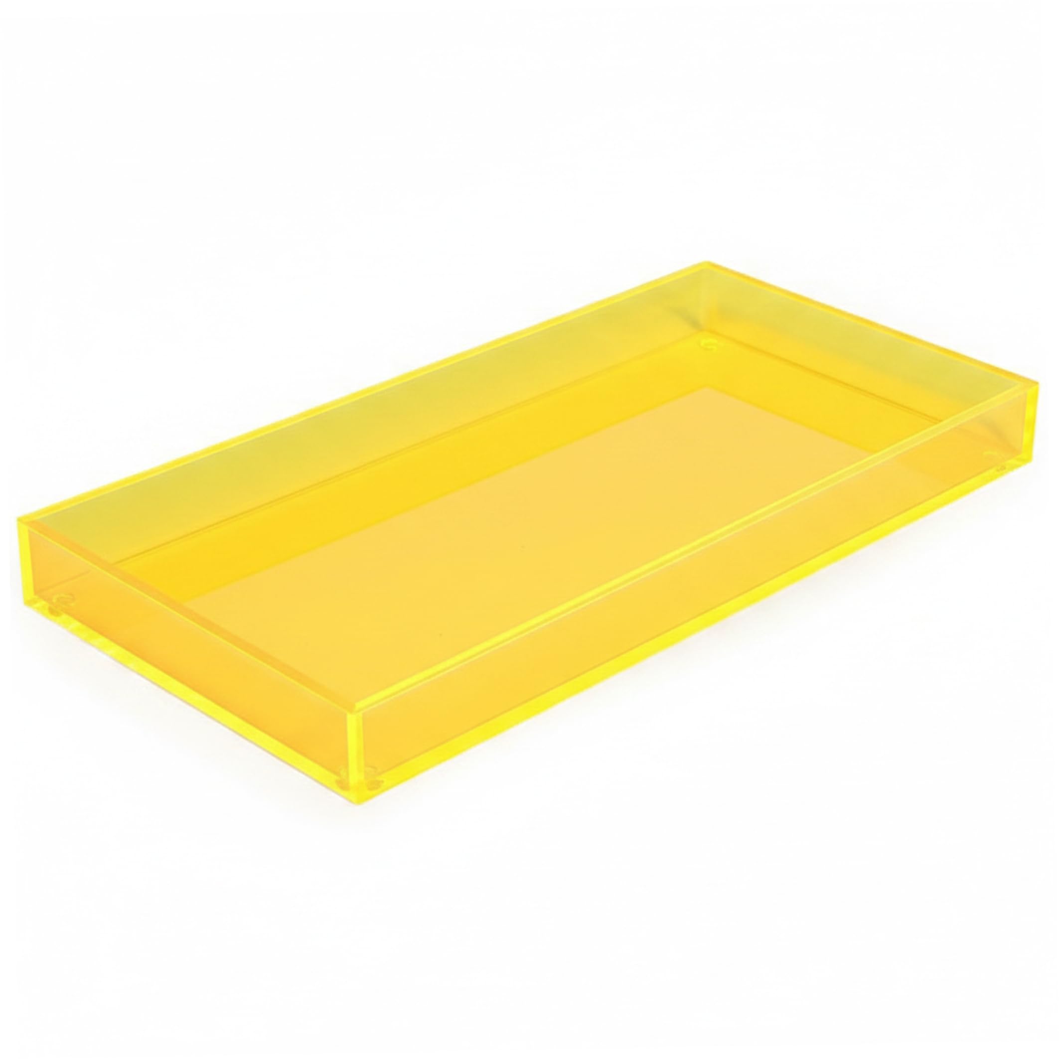 Striegro Bathroom Tray, Fluorescent Yellow Acrylic Vanity Tray, 5mm Thick Acrylic Organizer With Non-slip Silicone Pads For Cosmetics, Jewelry, Bathroom & Kitchen Countertop..