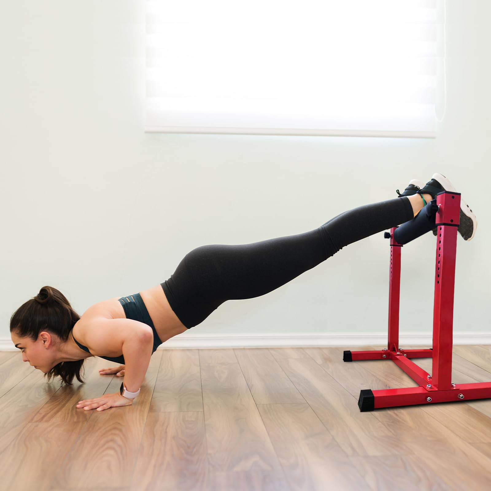 Hipicute Red Bulgarian Split Squat Stand with 11-Level Single Leg Squat Roller, Single Leg Squat Stand, Lower Body Specialty Machine for Squats,Stretching,Hip Thrus-ters,Triceps Exercises