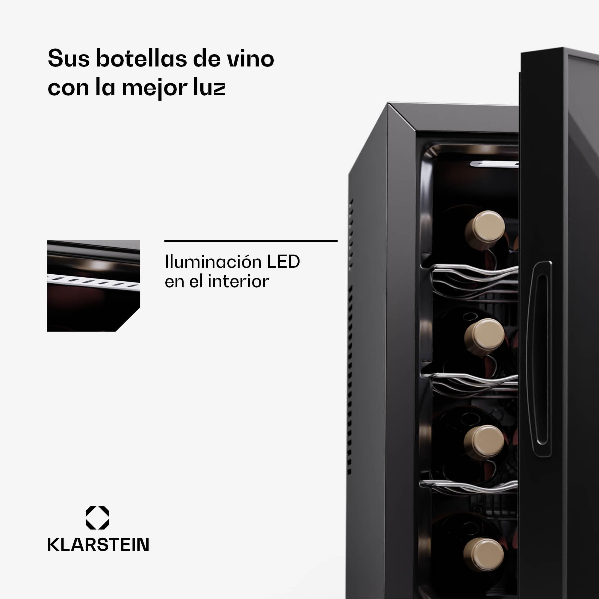 KLARSTEIN cave à vin 1 zone 12 bouteilles réfrigérateur à boissons porte vitrée