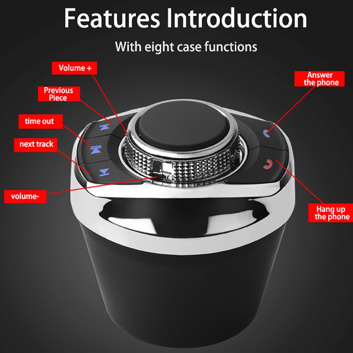 Télécommande au Volant 8 Touches Multifonction sans Fil en Forme de Tasse de Voiture Bouton de télécommande pour autoradio Universel Lecteur multimédia Navigation GPS
