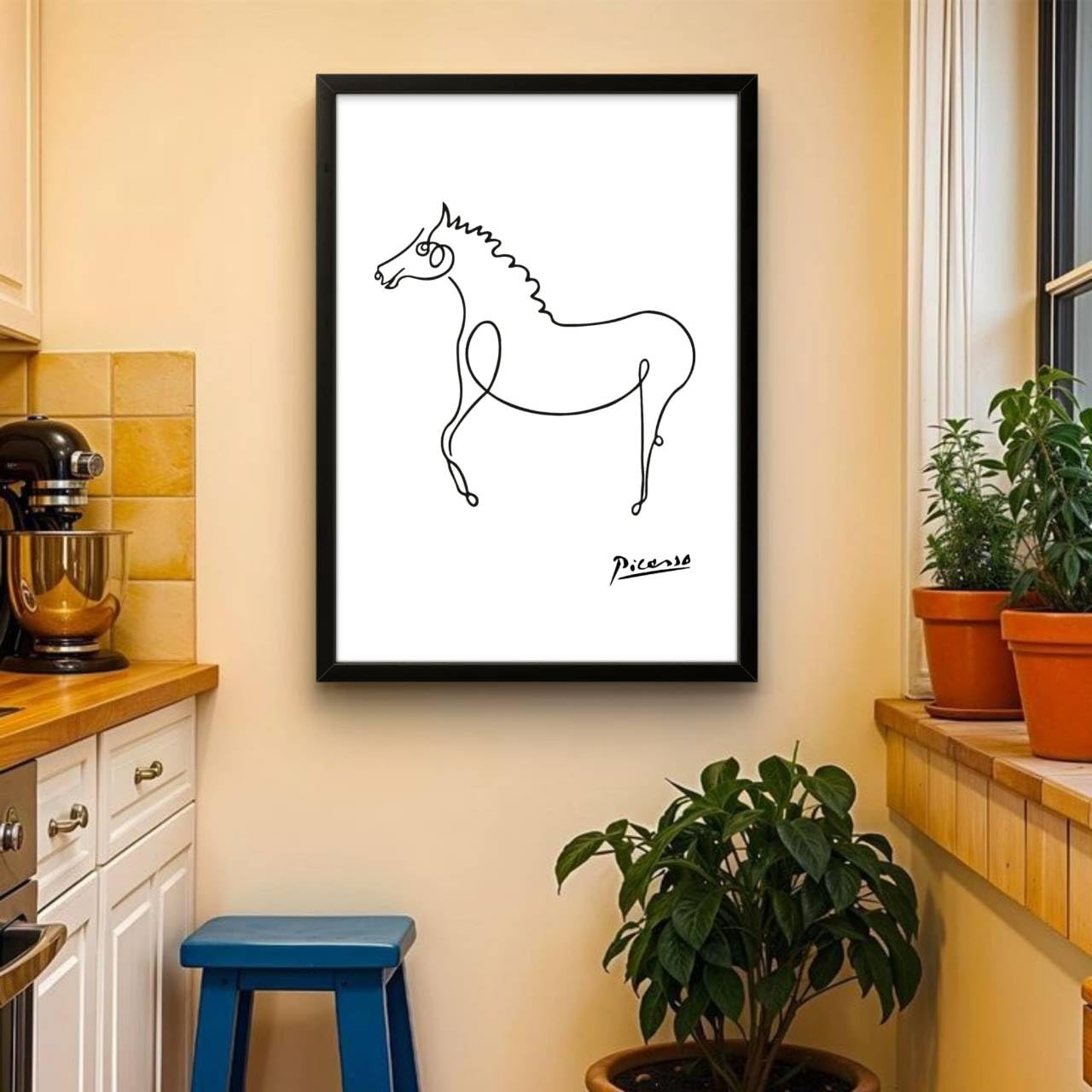 Amazon.co.jp: ピカソ 可愛い馬の絵 A4サイズ フレーム付き アート