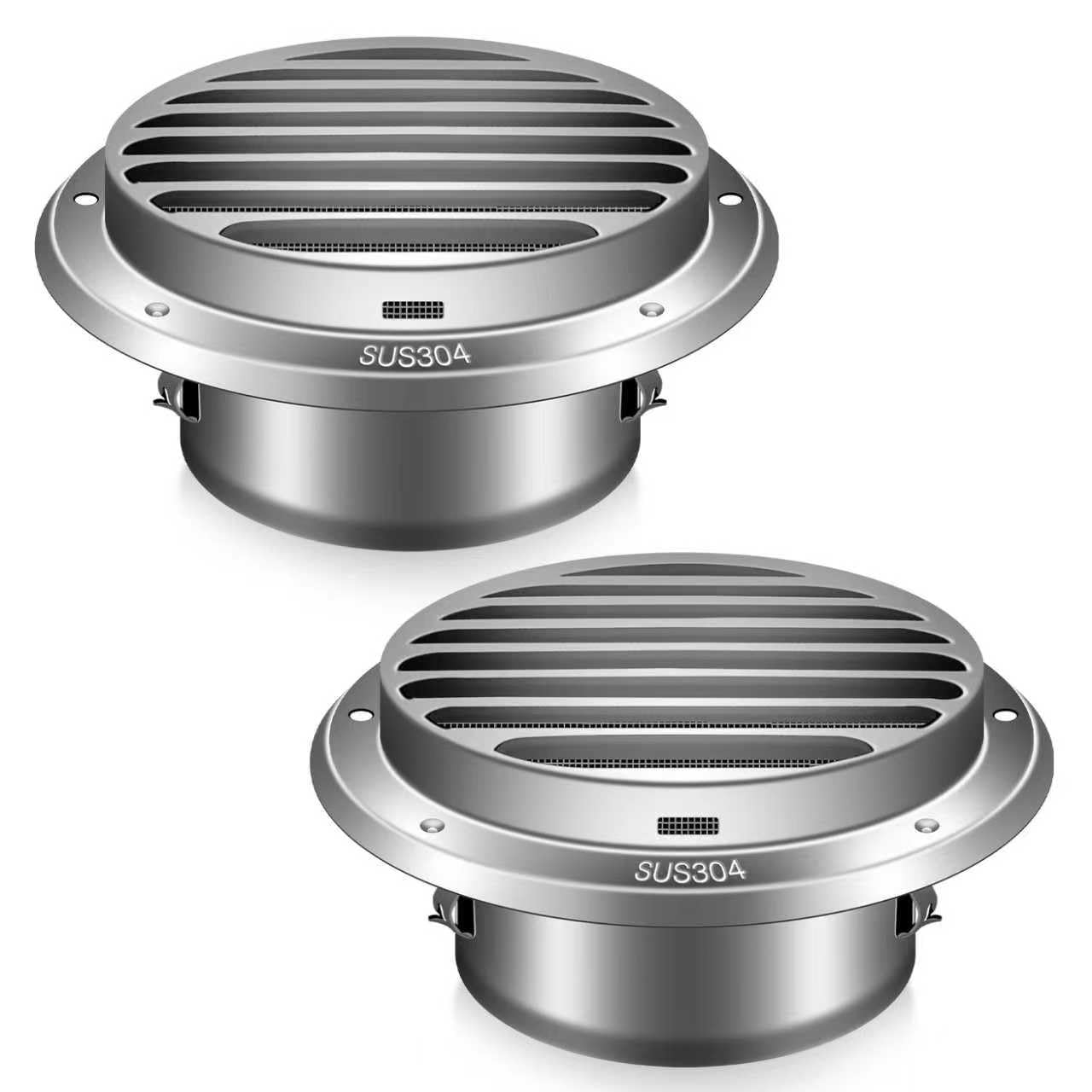 Aygrochy Rejilla de ventilación de 120 mm, Acero Inoxidable X2, 304, Redonda, atornillada, Rejilla de protección contra Insectos, Brida, Rejilla de ventilación