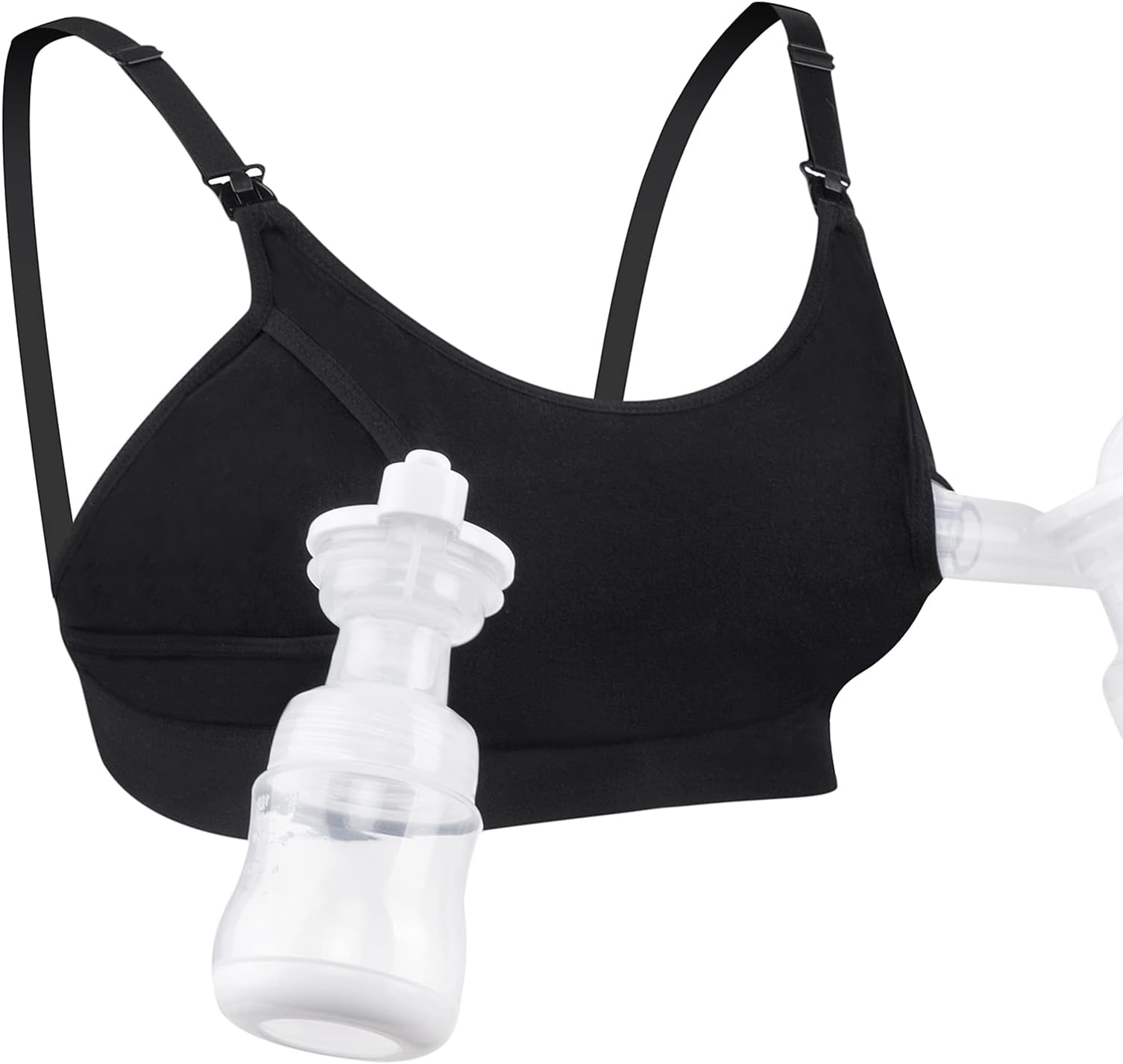 (Medium, Black) - Hands Free Pumping Bra, Adjustable Breast-Pumps Holding and Nursing Bra, Suitable for Breastfeeding-Pumps by Lansinoh, Philips Avent, Spectra, Evenflo and More (Medium, Bl...